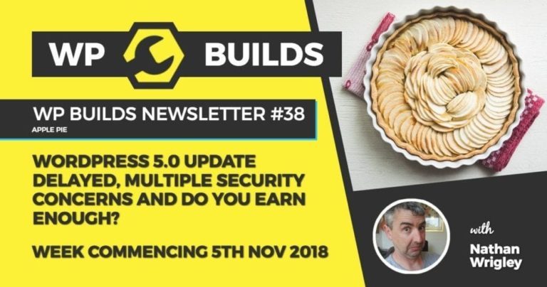WP Builds Newsletter #38 - WordPress 5.0 update delayed, multiple security concerns and do you earn enough?